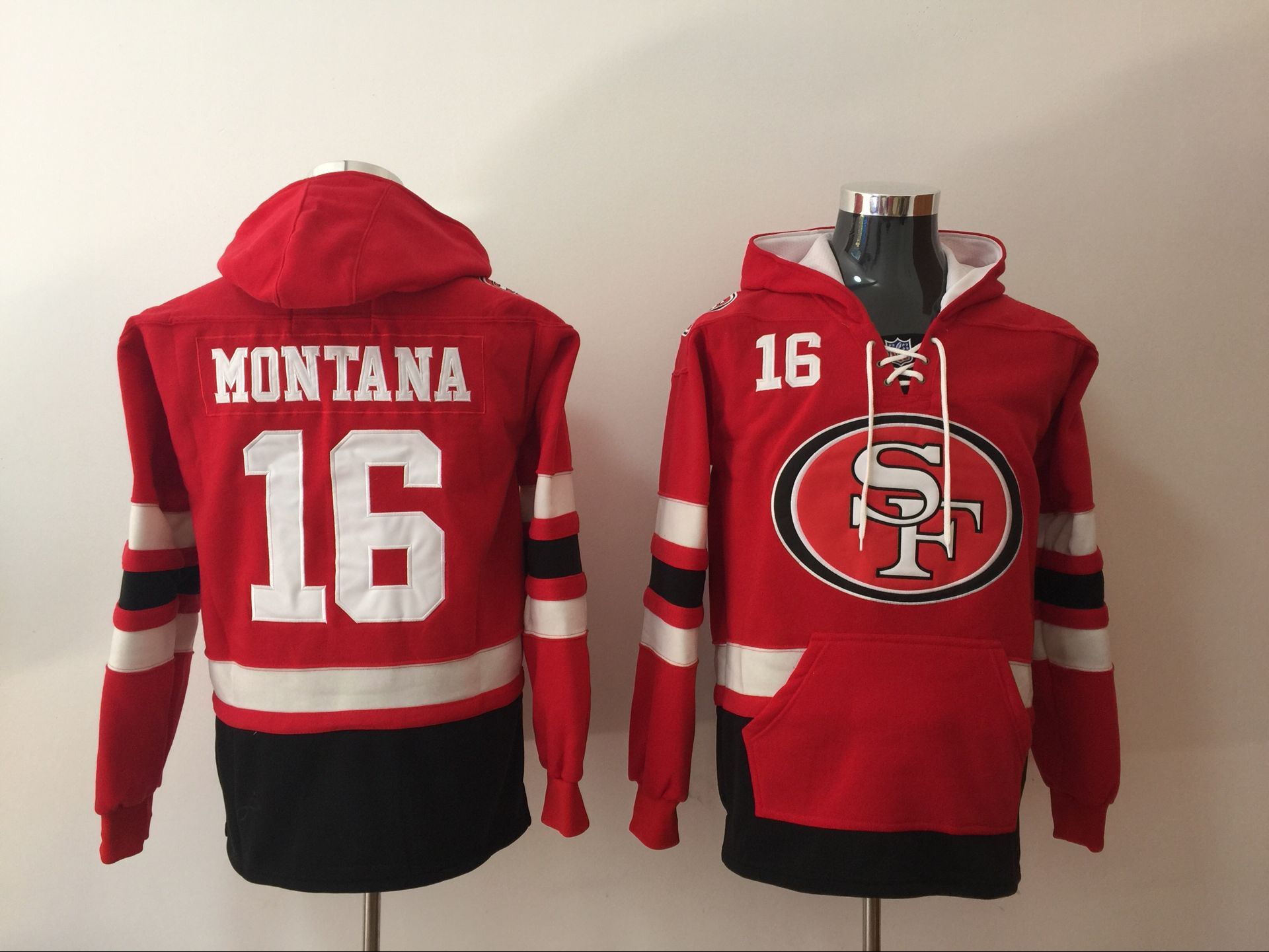 Men NFL Nike San Francisco 49ers 16 Montana red Sweatshirts